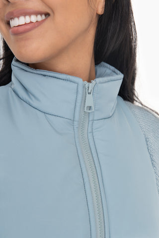 Nylon Trim Hybrid Zip Up