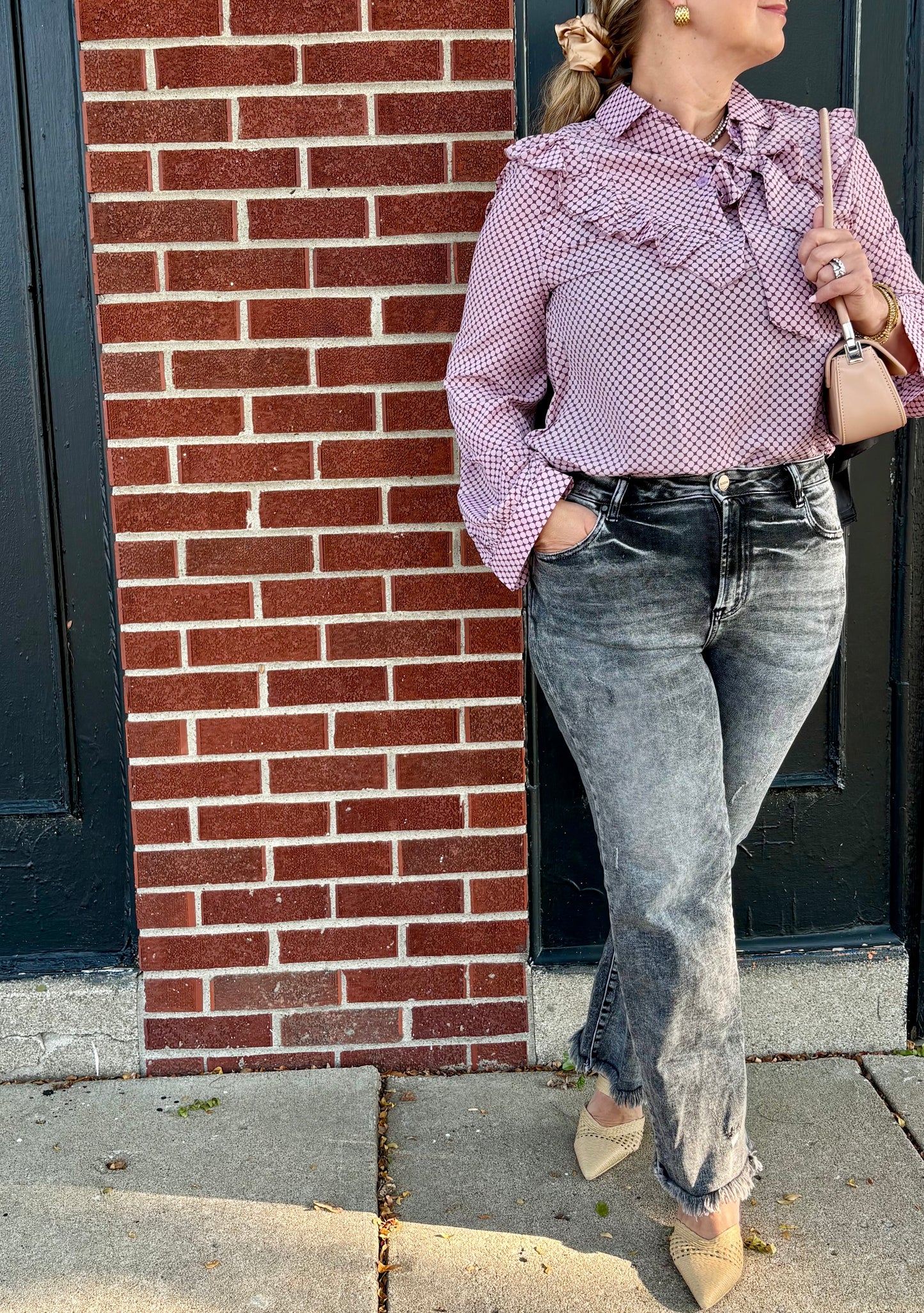 Raina Ruffle Tie-Neck Printed Blouse