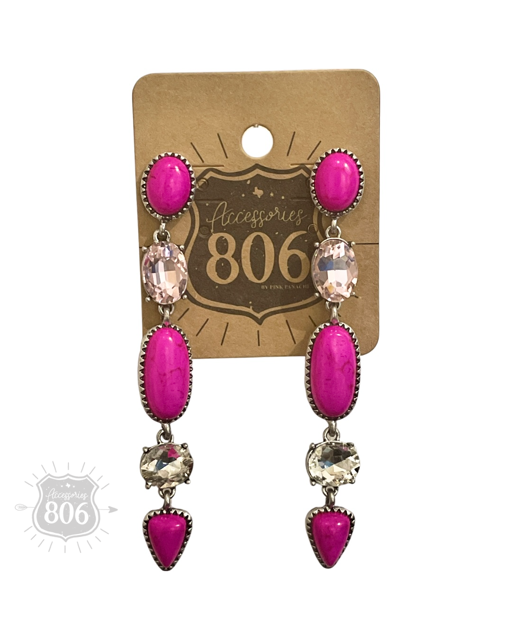 5-drop stone and rhinestone earring