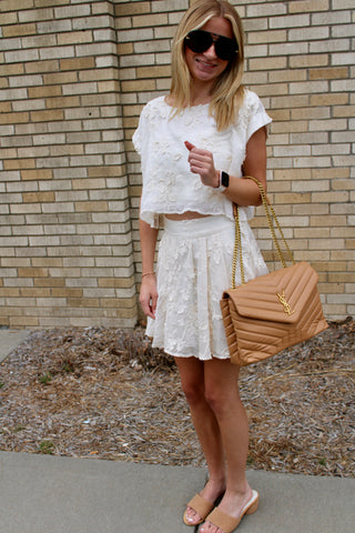 Lila Floral Appliqué Skirt