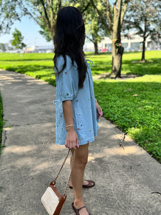 Petals & Picnics Mini Denim Romper