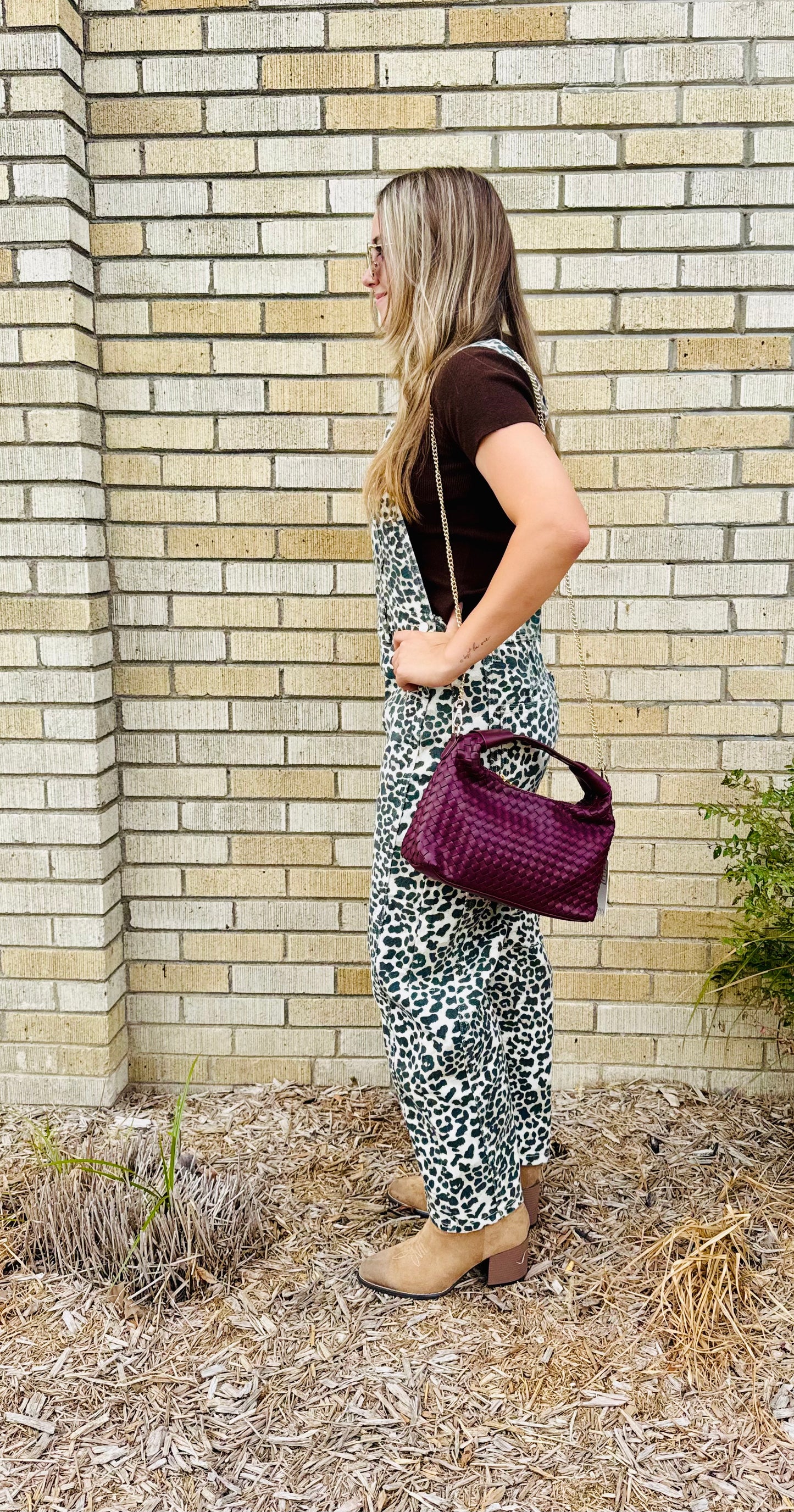Leopard Slouchy Relax Fit Denim Overall