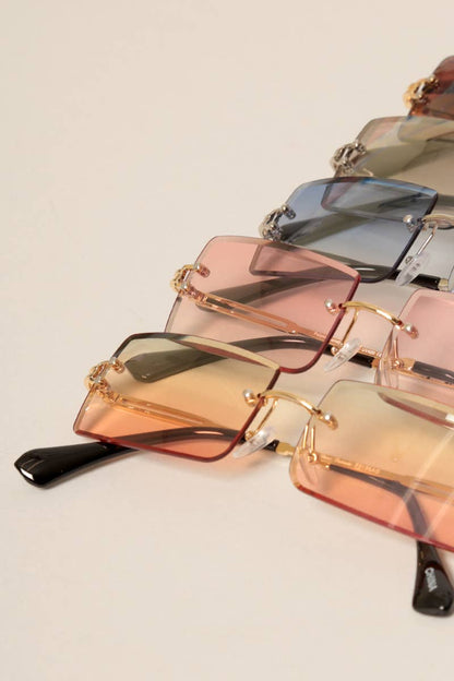 Rimless Rectangular Sunglasses