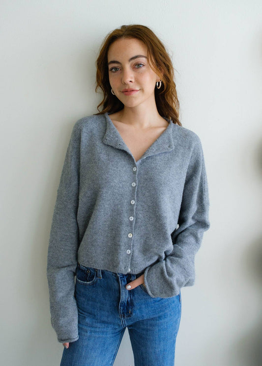Abby Rose Heather Grey Piper Cardigan