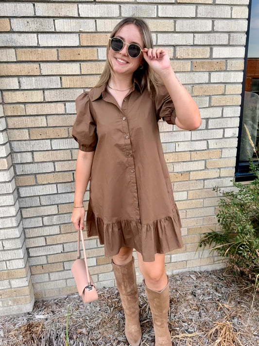 Levy Button Down Shift Dress