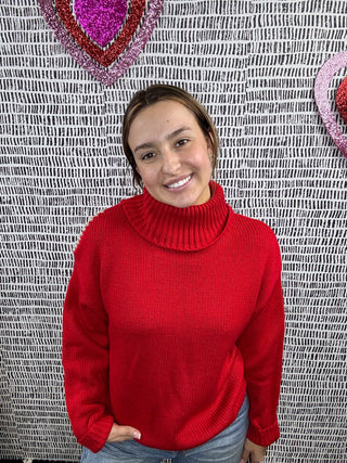 Turtleneck Sweater w/ Pearl Details