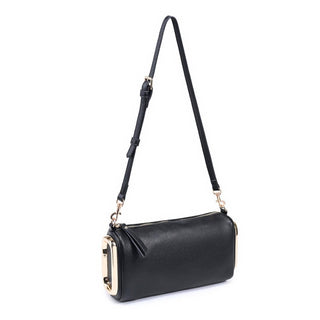 Luciana Black Gold-Trim Shoulder Bag