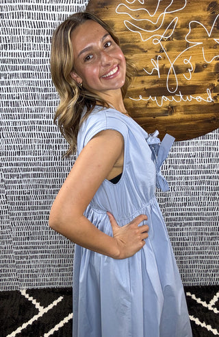 Ariana Poplin Midi Dress w Pockets