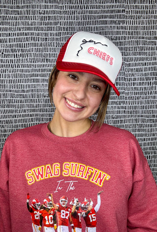 Kansas City Swag Surfin Heather Red Graphic Sweatshirt