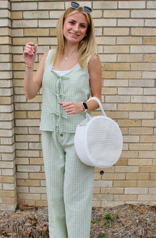 Simply Sage Seersucker Plaid Lounge Pants