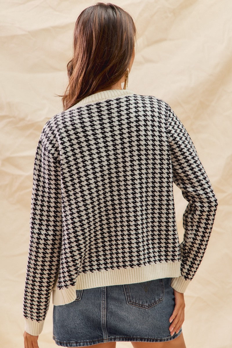 Missy Holiday Houndstooth Cardigan Sweater