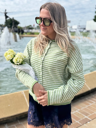 Abby Rose Mini Striped Matcha Piper Cardigan