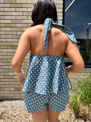 Parker Polka Dot Halter Tie Top
