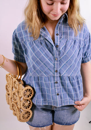 The Cool Girl Check Denim Top