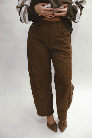 Latte Slouchy Suede Pants