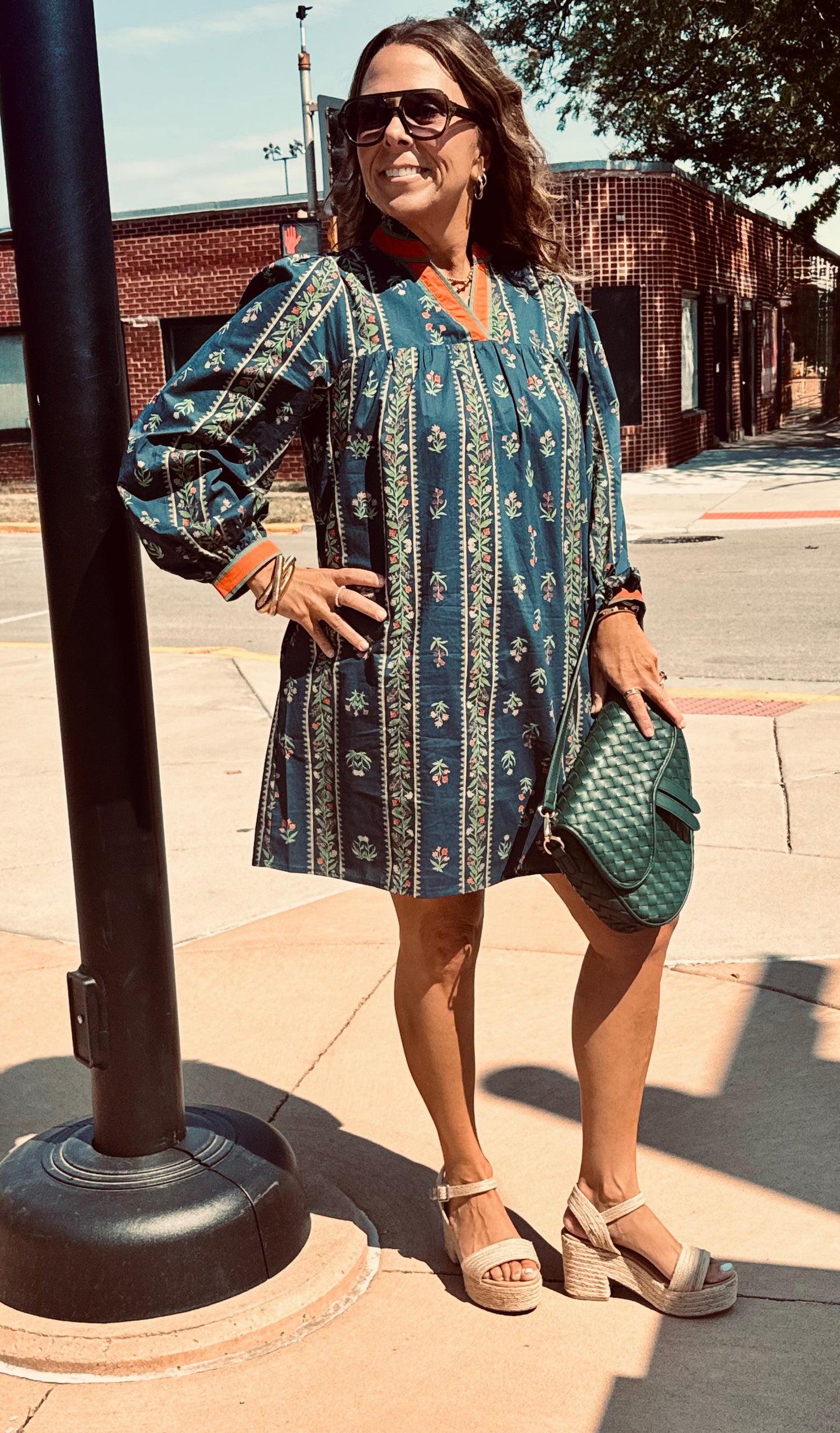 Beth Ruffled Neckline Floral Dress