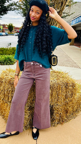 Hailey Peacock Green Button Front Cardigan Sweater