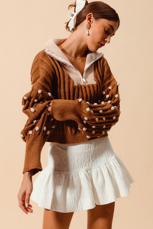 Puff Dot Sleeve Sweater
