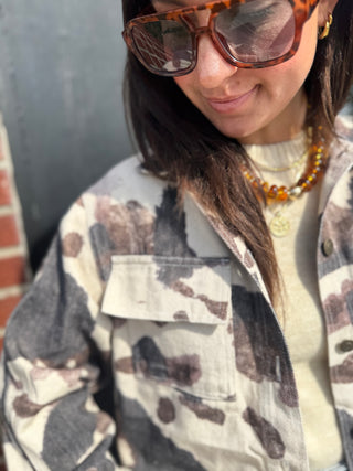 Cow Print Collared Jacket