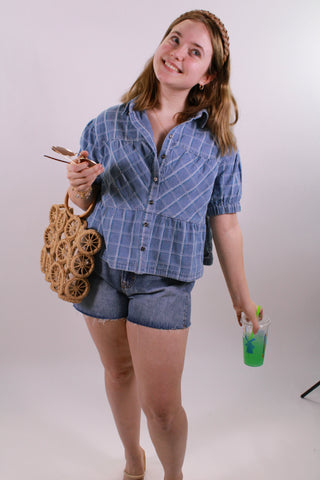 The Cool Girl Check Denim Top