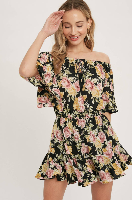 Floral Print Flare Romper