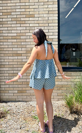 Parker Polka Dot Halter Tie Top