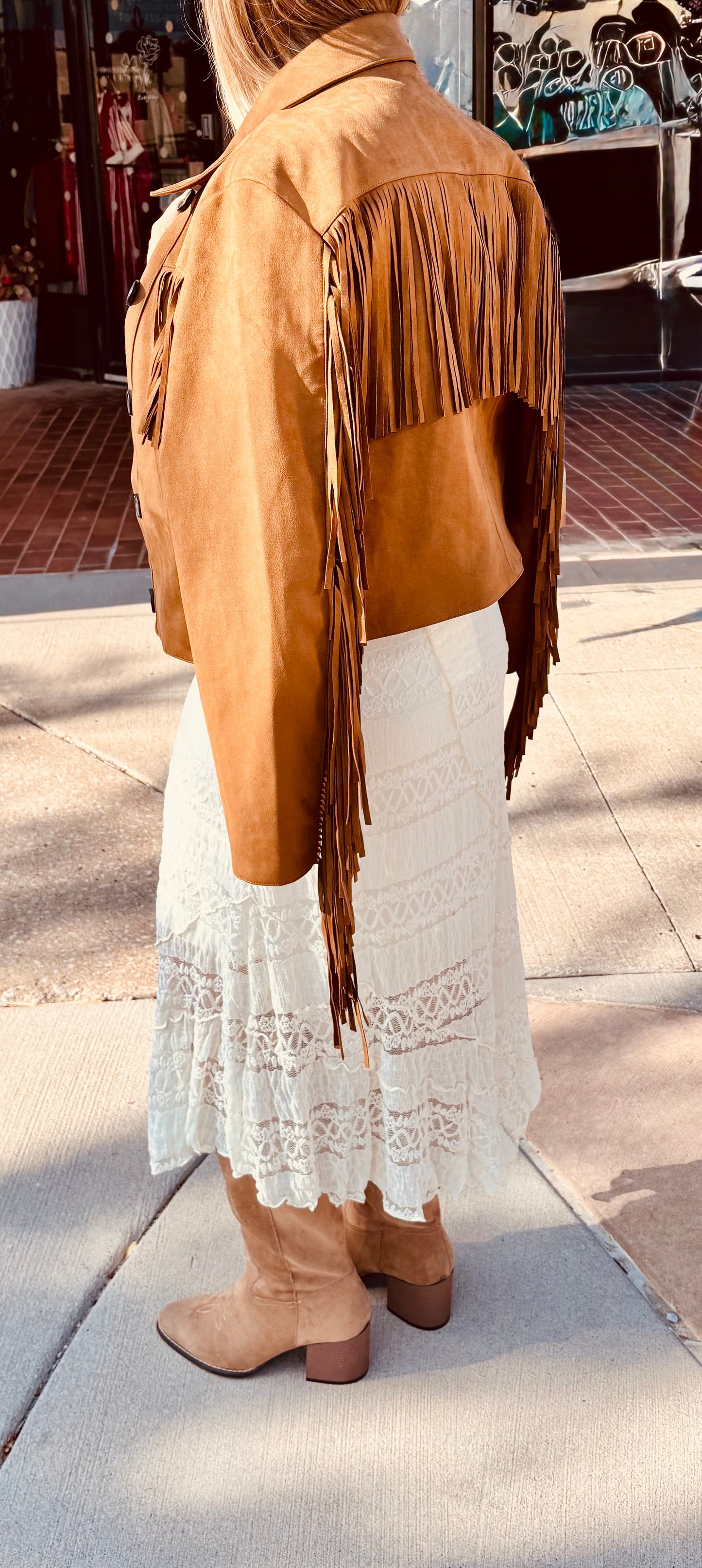 Franny Faux Suede Fringe Jacket