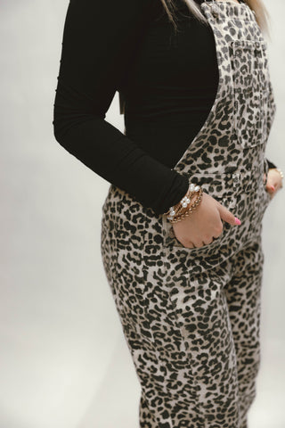 Leopard Slouchy Relax Fit Denim Overall