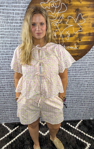 Carmin Floral Gingham Top