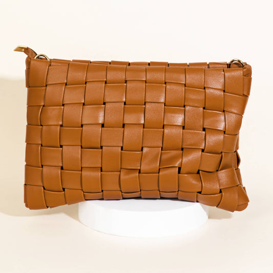 Faux Leather Basket Weave Bag