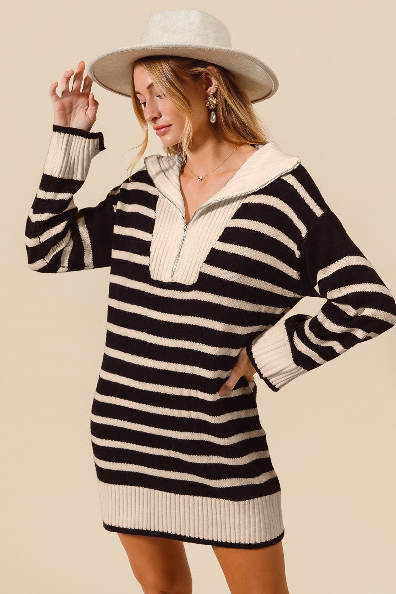 Mock Stripe Sweater Mini Dress