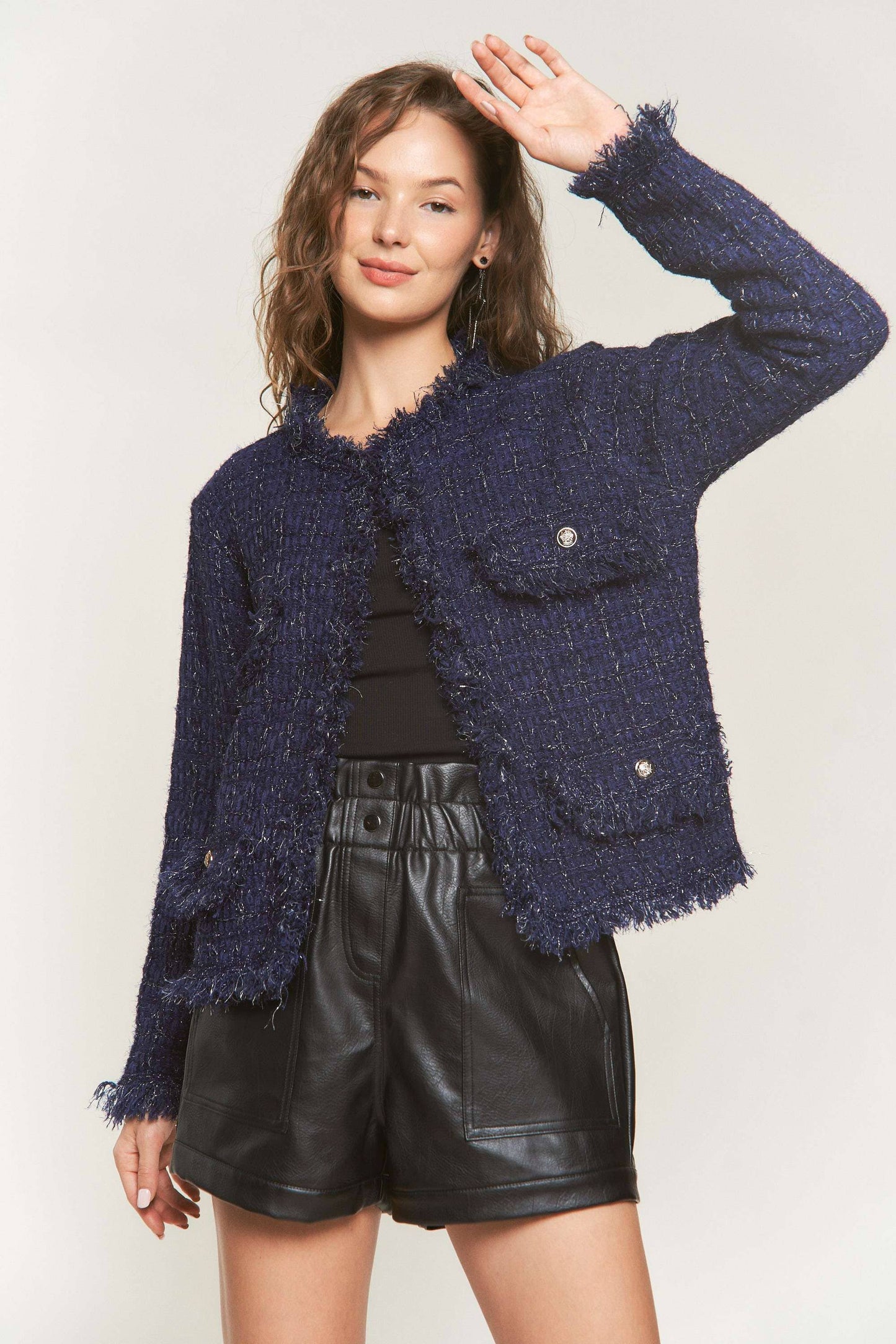 Lurex Tweed Sweater Blazer