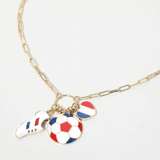 Soccer Ball kick charm Pendant Chain Necklace