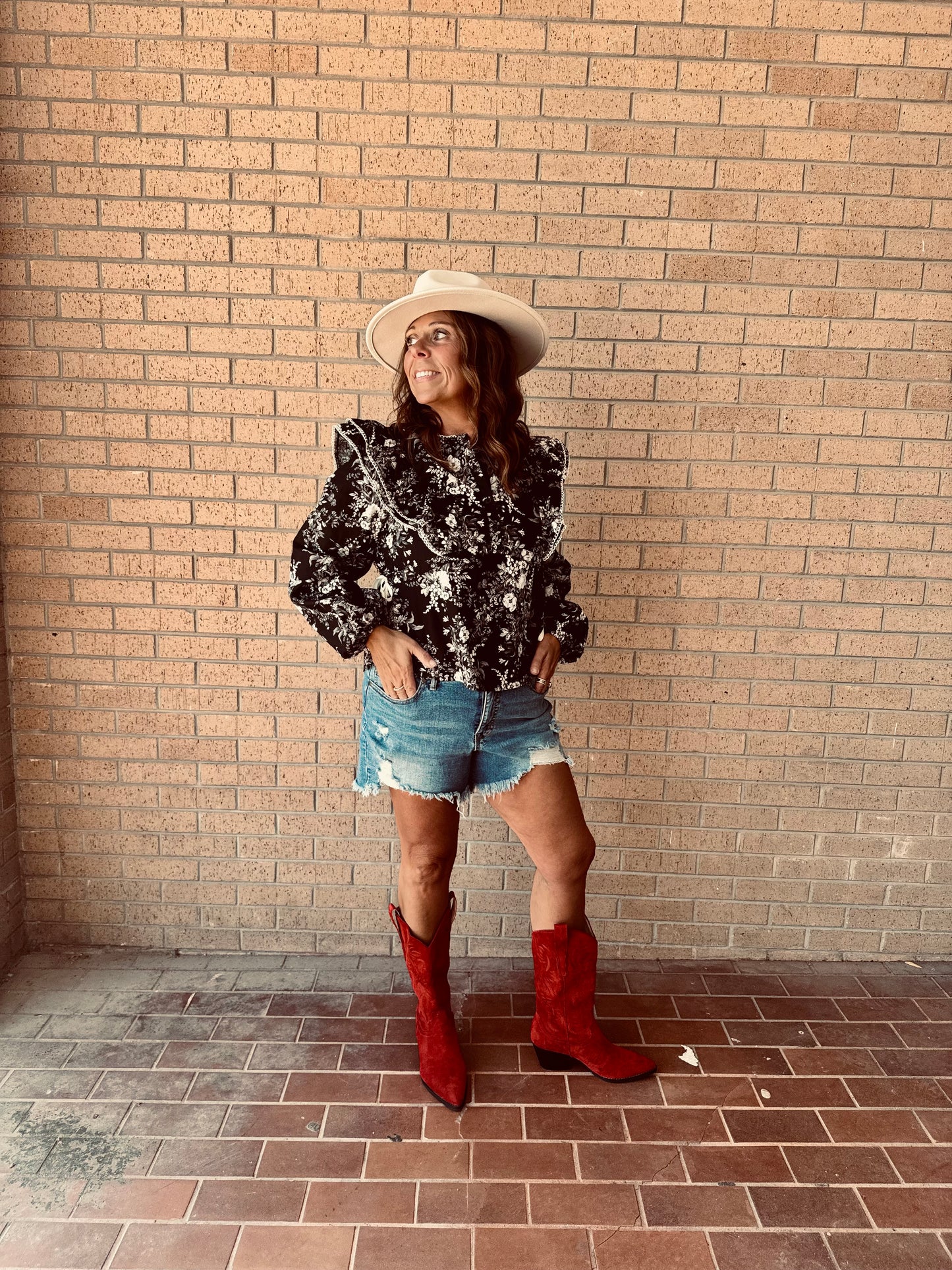 Victorian Floral Ruffle Blouse