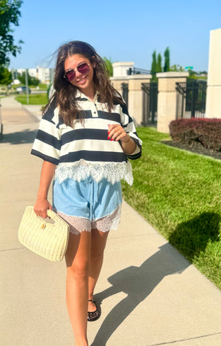 Ella Lace Polo Top