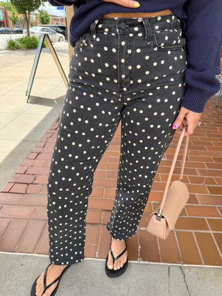 JBD Vintage Polka Dot Straight Jeans