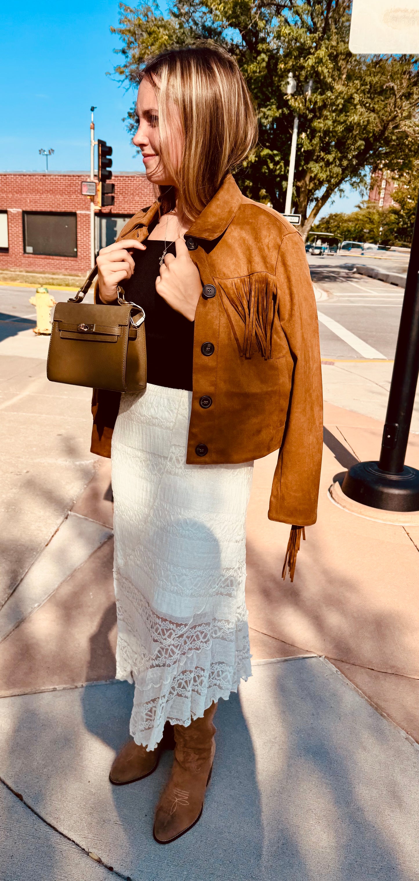 Franny Faux Suede Fringe Jacket