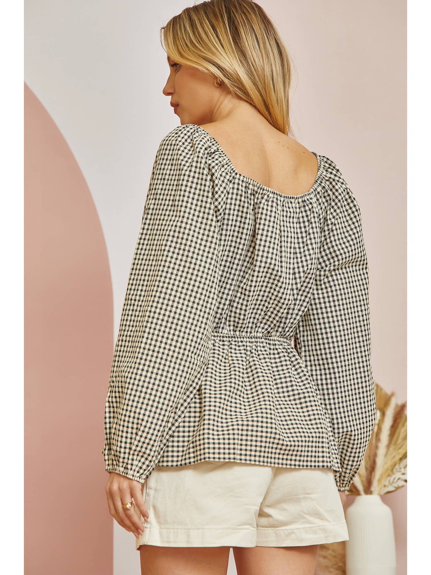 Woven Gingham Top