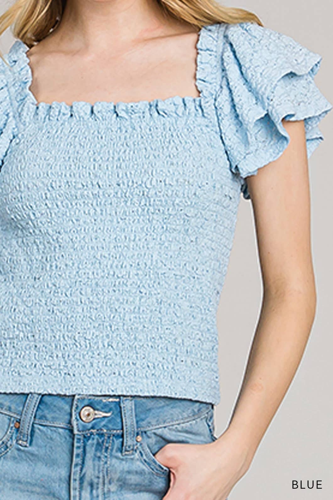 Popcorn Lace Smocked Top