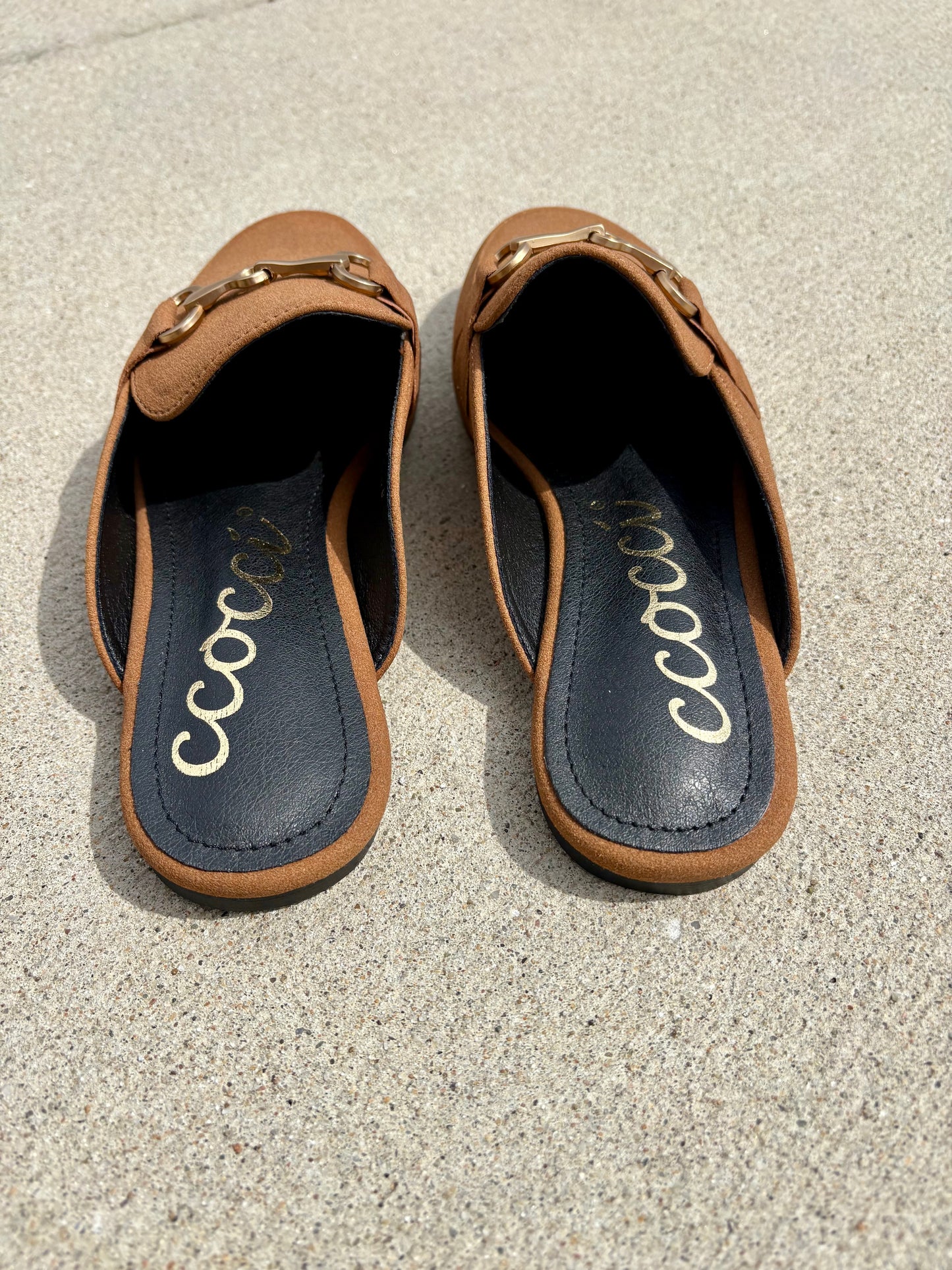 Eileen Horsebit Link Mule Flats