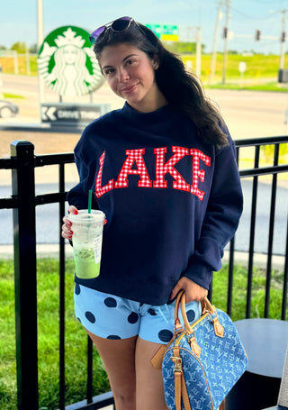 Lake Gingham Mock Neck Sweatshirt