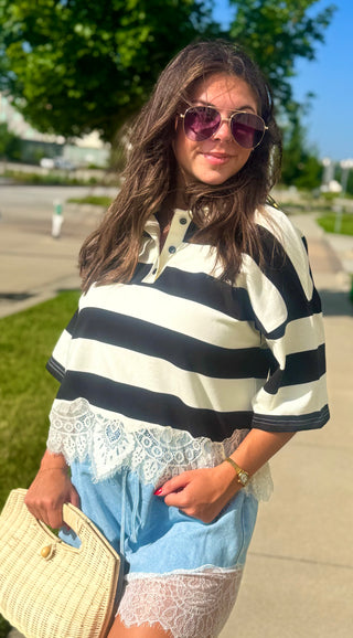 Ella Lace Polo Top