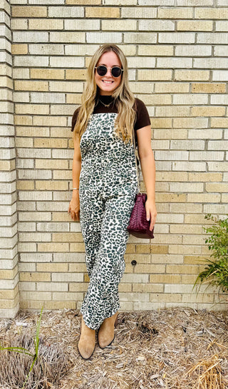 Leopard Slouchy Relax Fit Denim Overall