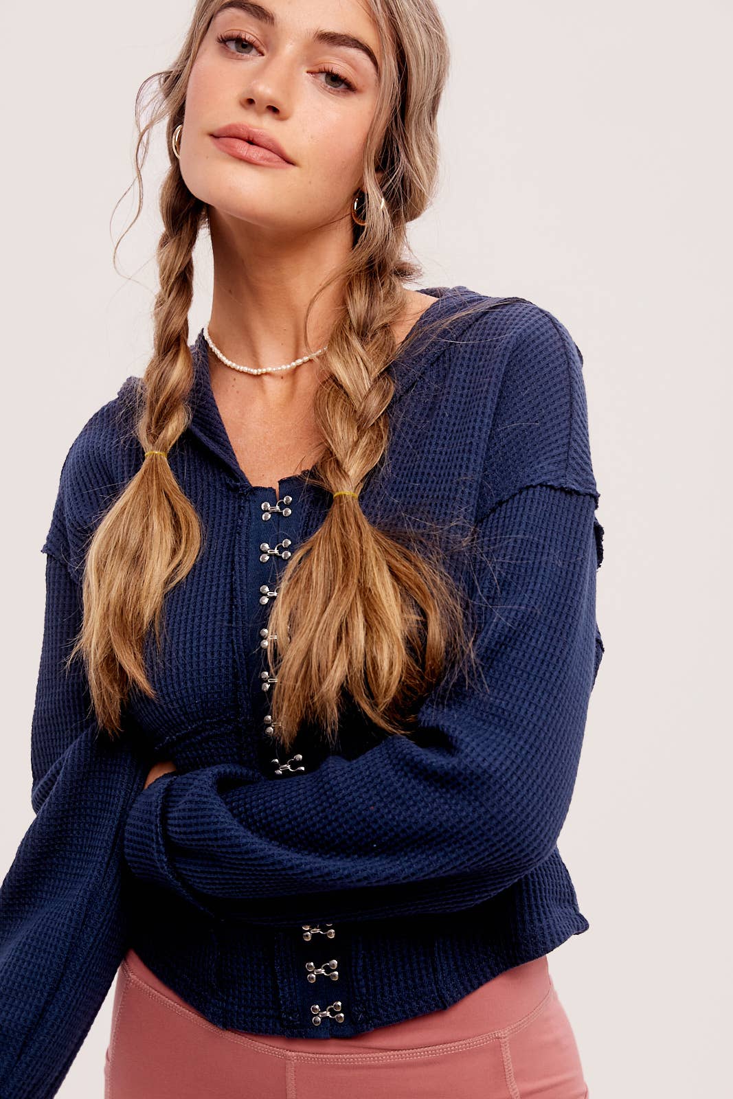 Kourtney Waffle Knit Corset Hoodie