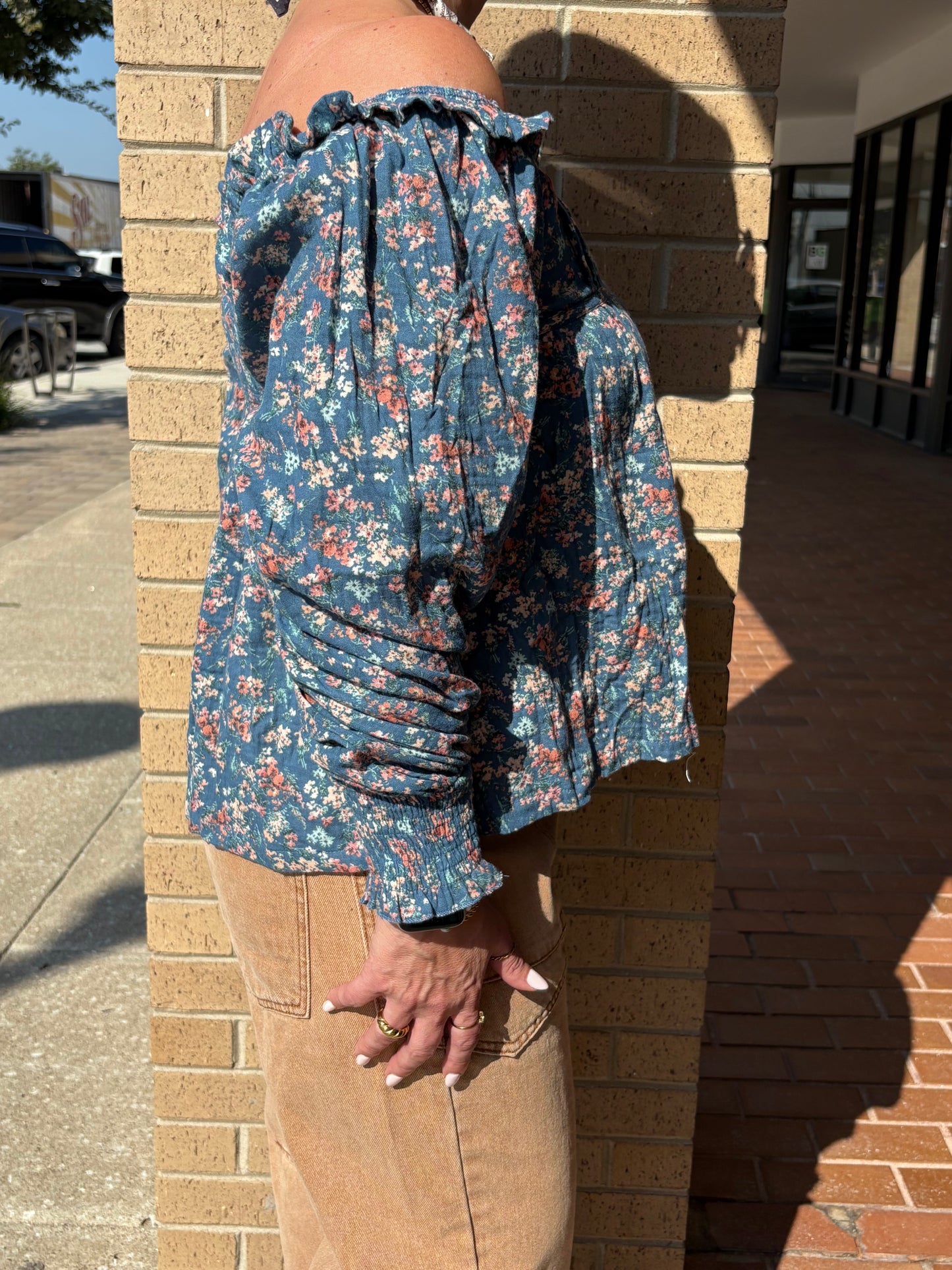 Janelle Square-Neck Floral Print Blouse