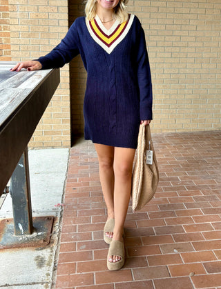 Corunna V-neck Mini Sweater Dress