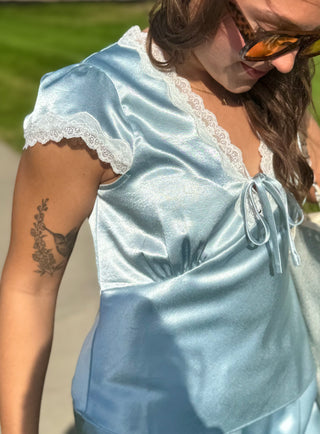 Sabrina Satin Lace Tie Top