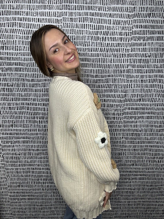3D Chunky Flower Cardigan