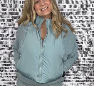 Nylon Trim Hybrid Zip Up