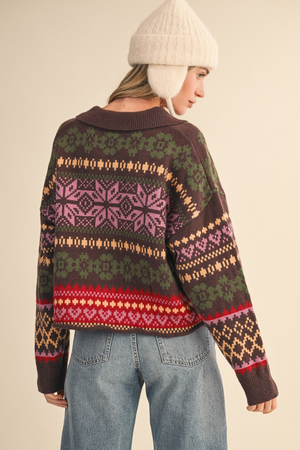 Elaine Fair Isle Sweater Cardigan